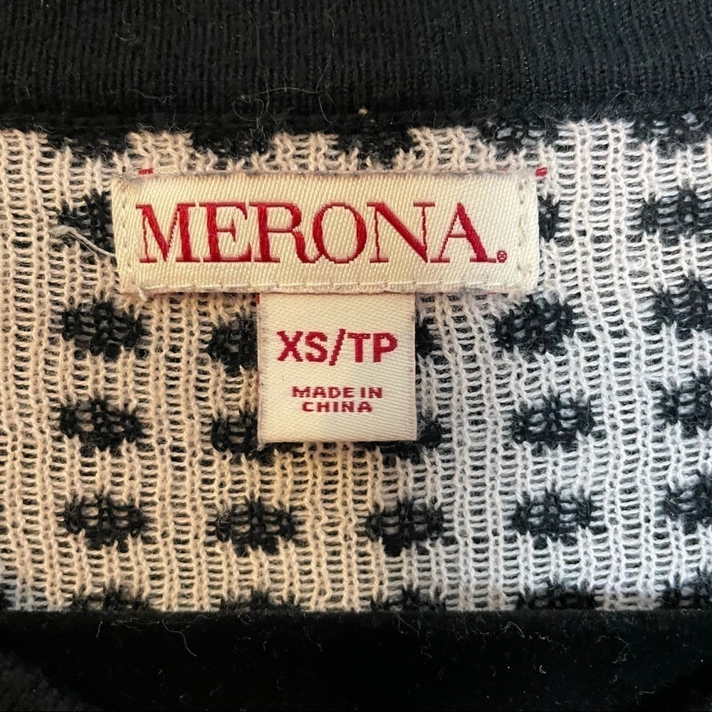 Merona Black and White Polka Dot Y2K Sweater Sz. XS/TP - Picture 2 of 11